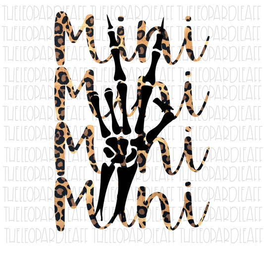 Mini leopard print skeleton peace sign DIGITAL DESIGN **PNG file for Sublimation**