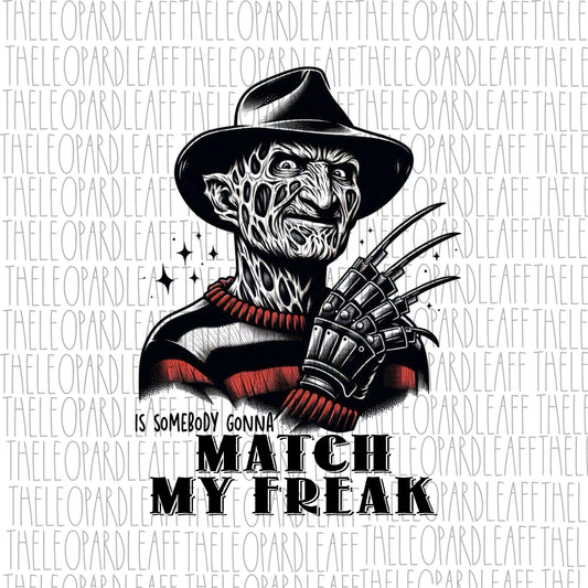 Freddy Krueger match my freak, horror character, watercolor, scary, Halloween, DIGITAL DESIGN **PNG file for Sublimation**