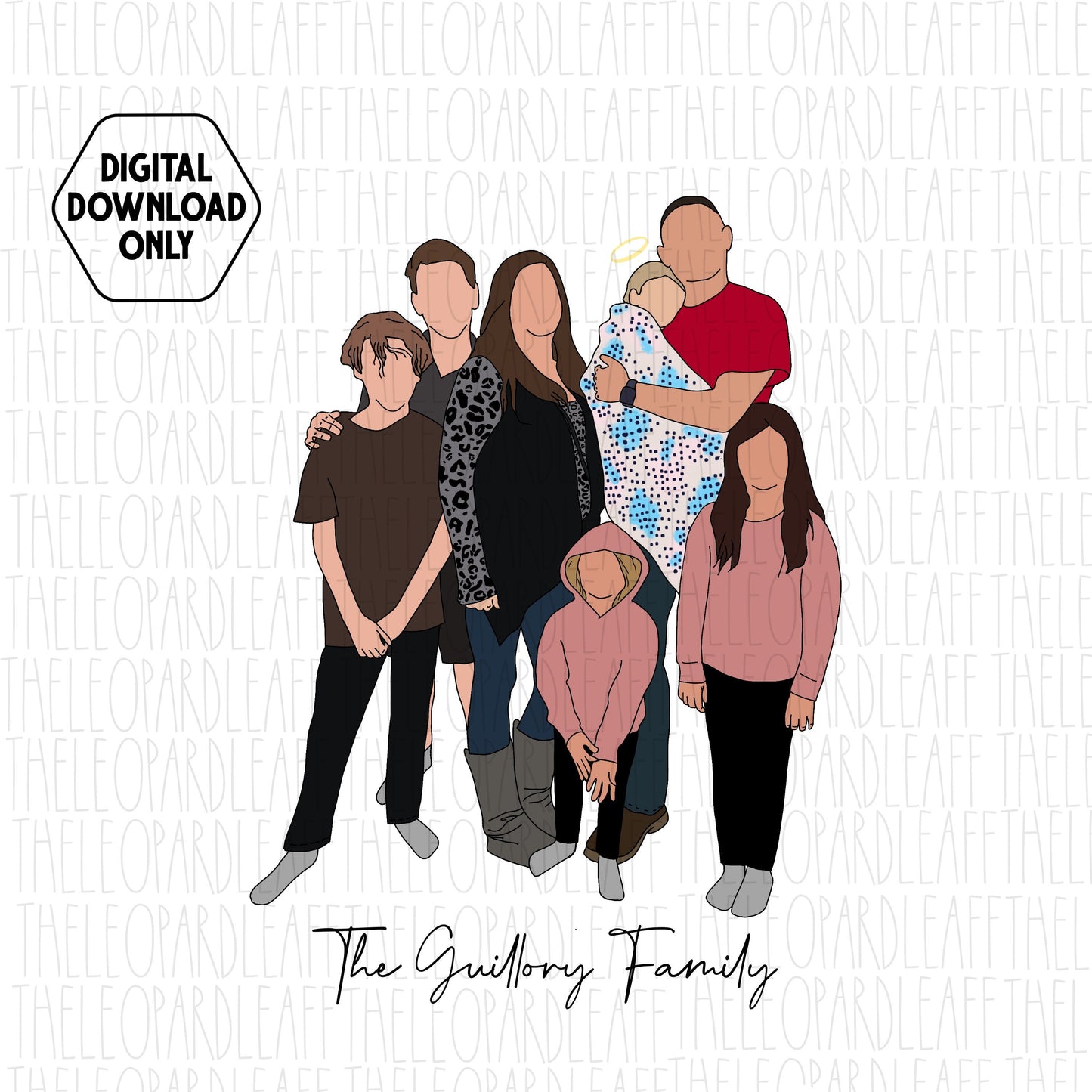 Faceless portrait,family portrait ,loved ones,5-7 people ***DIGITAL DESIGN*** jpeg png file