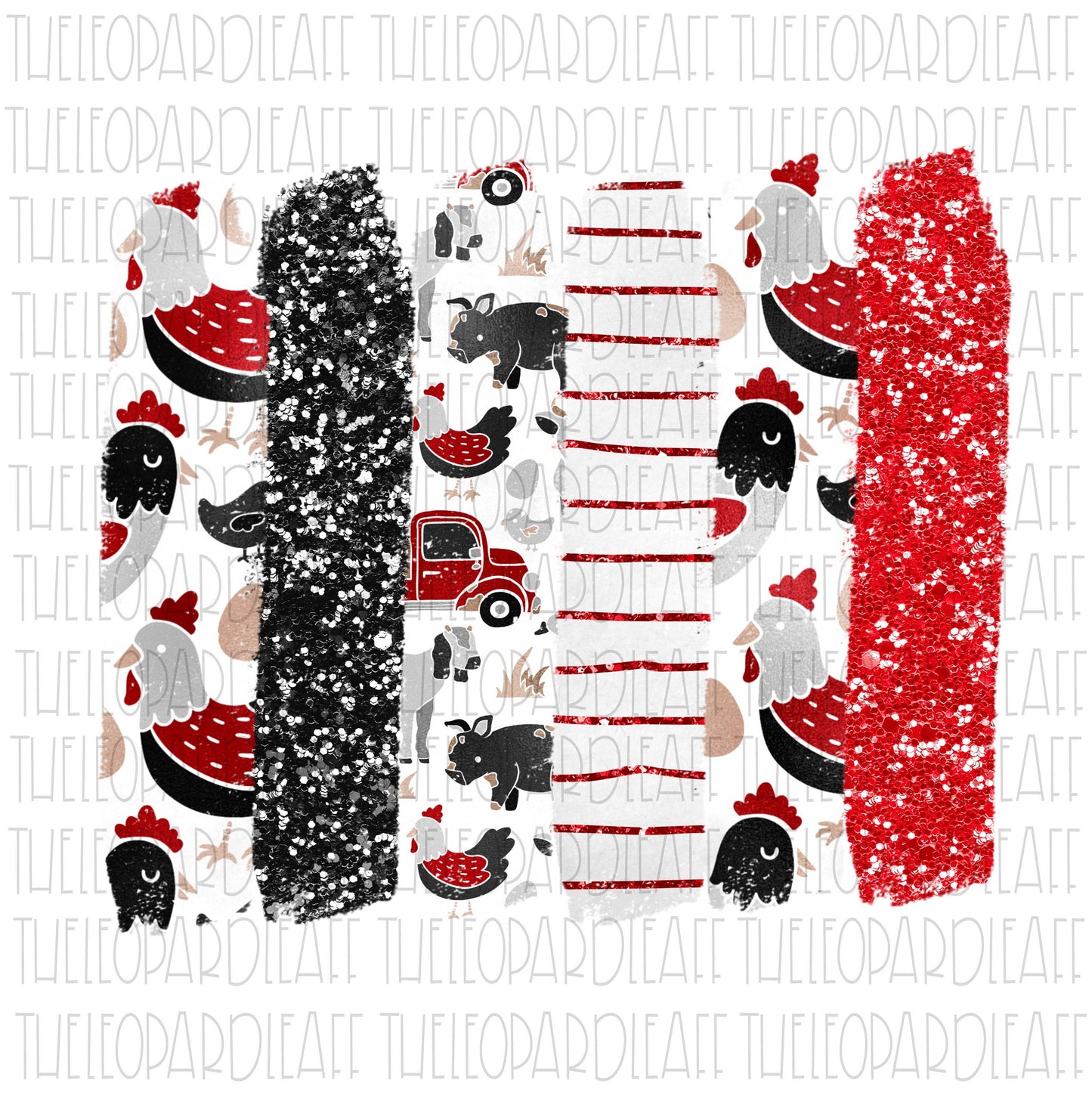Red Chicken glitter brush strokes, DIGITAL DESIGN **PNG file for Sublimation**
