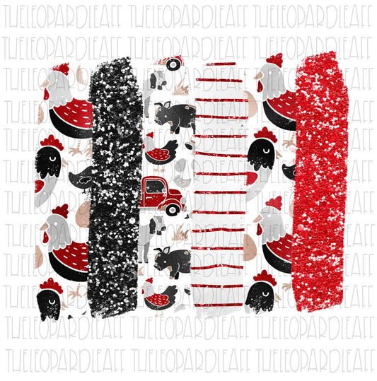 Red Chicken glitter brush strokes, DIGITAL DESIGN **PNG file for Sublimation**