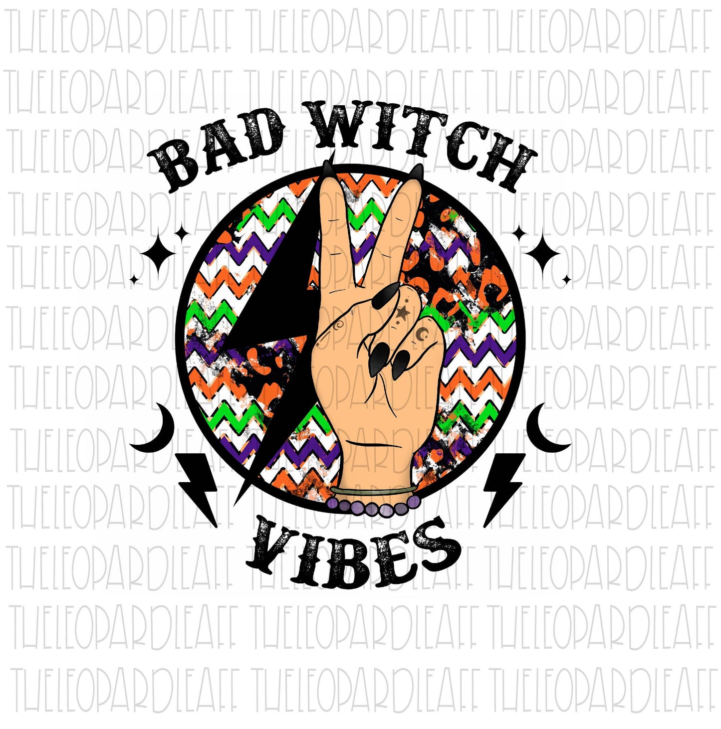 Bad Witch Vibes,moon, Halloween, DIGITAL DESIGN **PNG file for Sublimation**