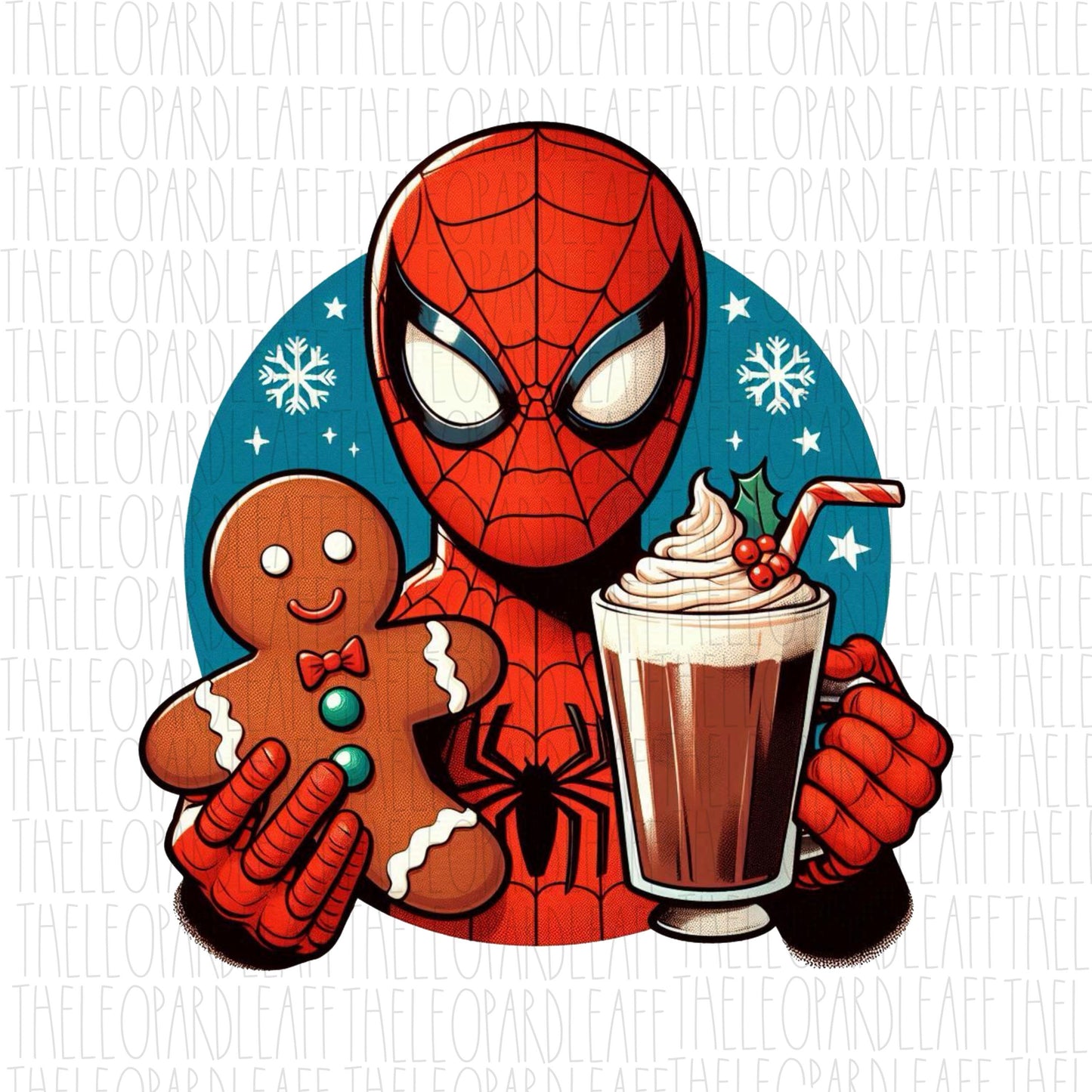 Spidey spider man Christmas, gingerbread and hot cocoa, cute Christmas, DIGITAL DESIGN **PNG file for Sublimation**