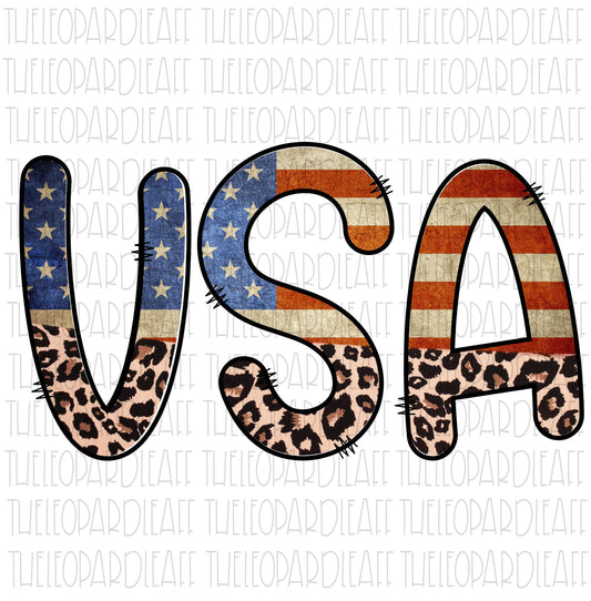 USA, 4th of July, Independence day, leopard print DIGITAL DESIGN **png file for Sublimation**