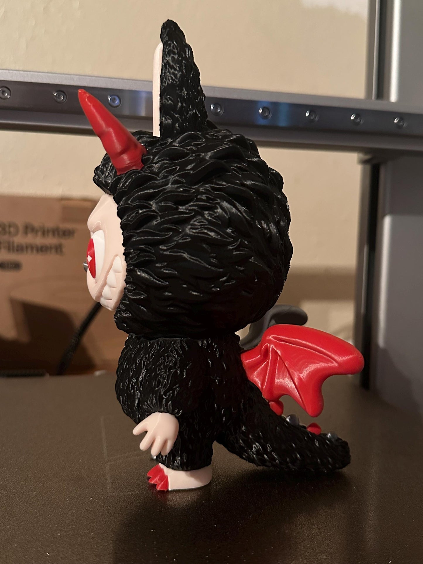 Half Angel/Devil monster inspired Labubu with moving eyes, 3d printed figure,Collectible