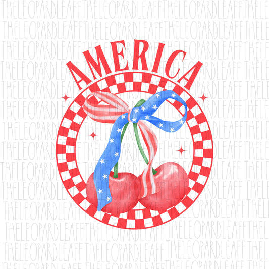 America Cherries,4th of July, DIGITAL DESIGN **PNG file for Sublimation**