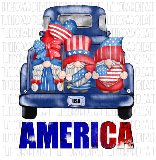 4th of July, fourth of july, gnomes, red white and blue DIGITAL DESIGN **PNG file for Sublimation**