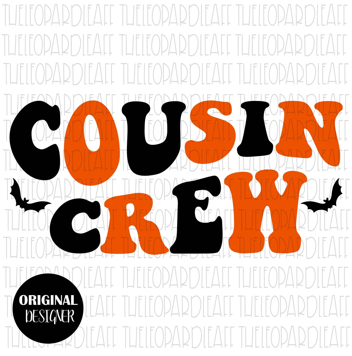 Cousin crew wavy letters, halloween, digital design **PNG FILE**