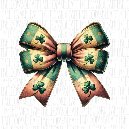 Shamrock bow, vintage, St. Patrick’s day, DIGITAL DESIGN **PNG file for Sublimation**