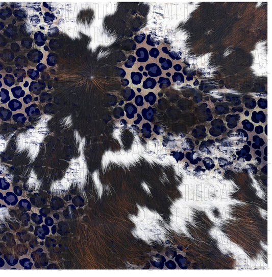 Leopard blue cow print digital paper DIGITAL DESIGN **PNG file for Sublimation**