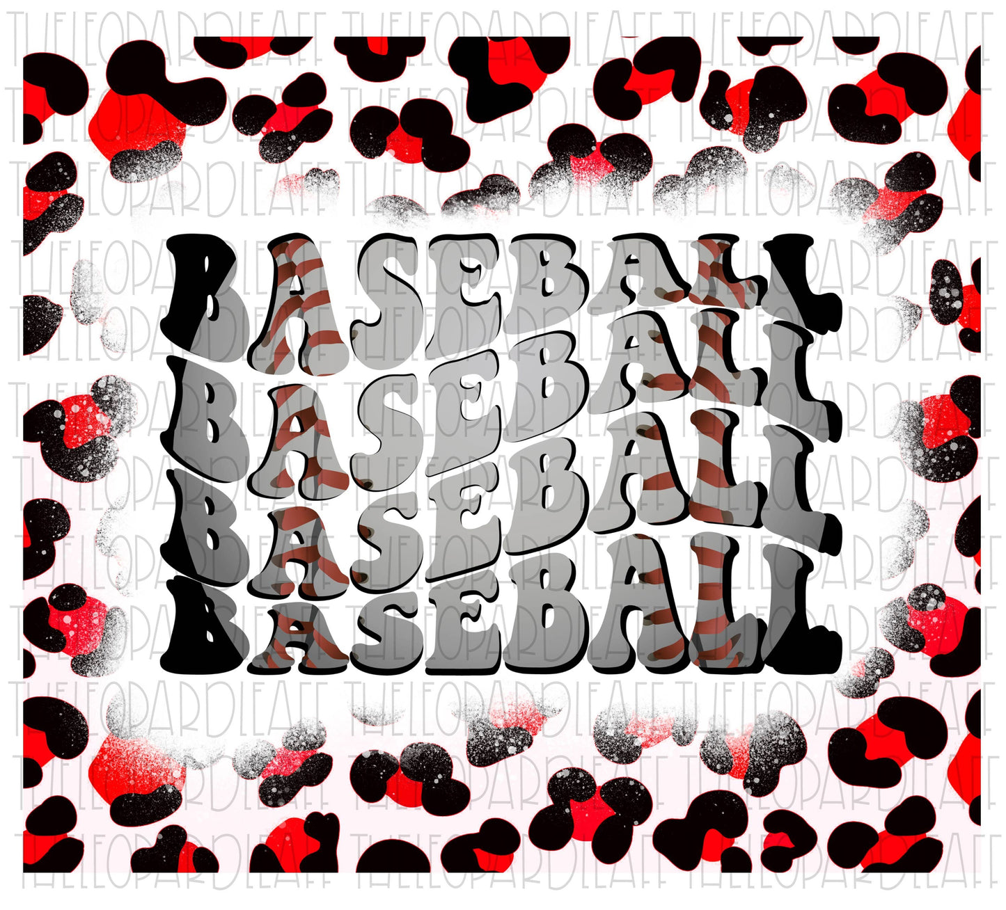 Baseball leopard print, 20oz skinny tumbler DIGITAL DESIGN **PNG file for Sublimation**