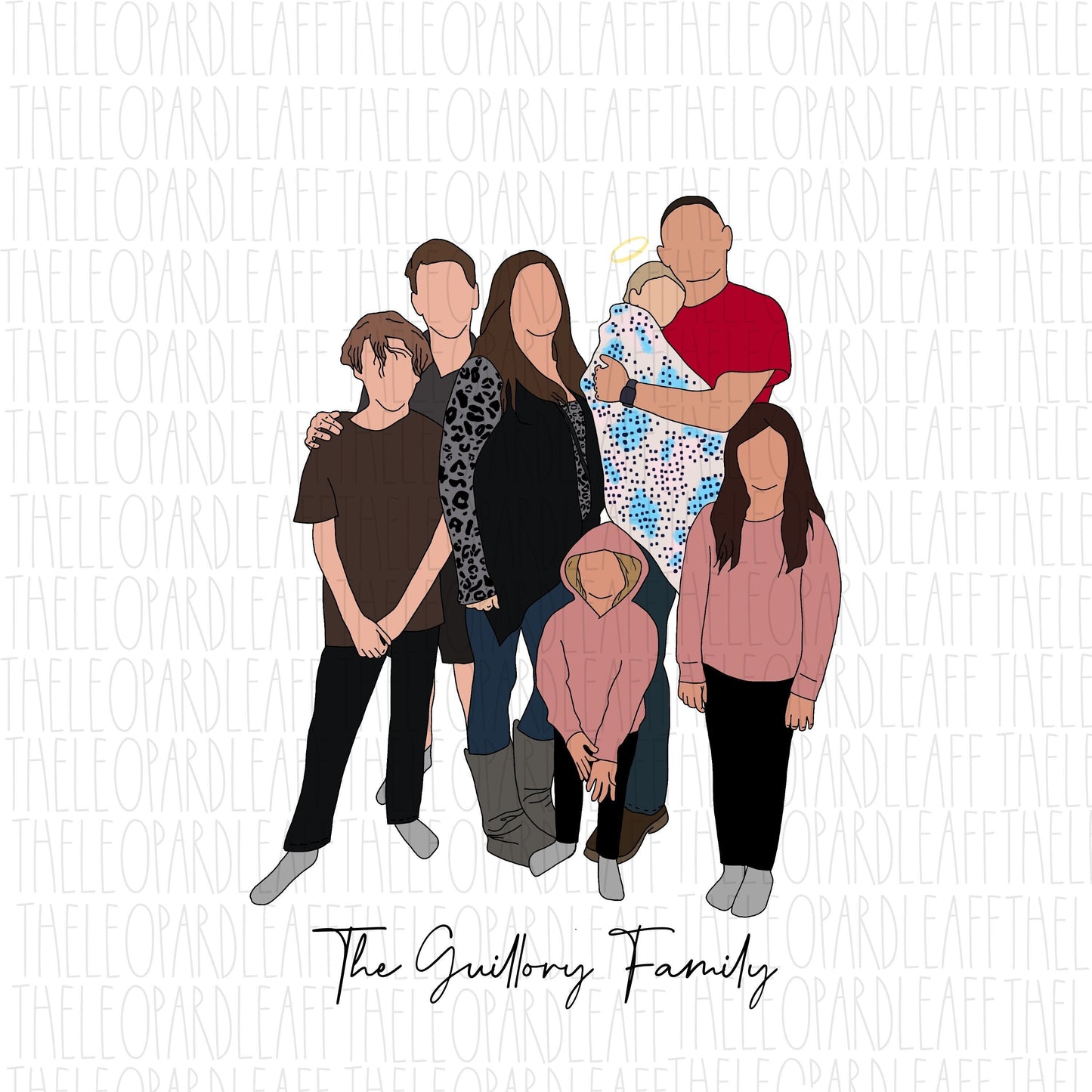 Faceless portrait,family portrait ,loved ones,5-7 people ***DIGITAL DESIGN*** jpeg png file