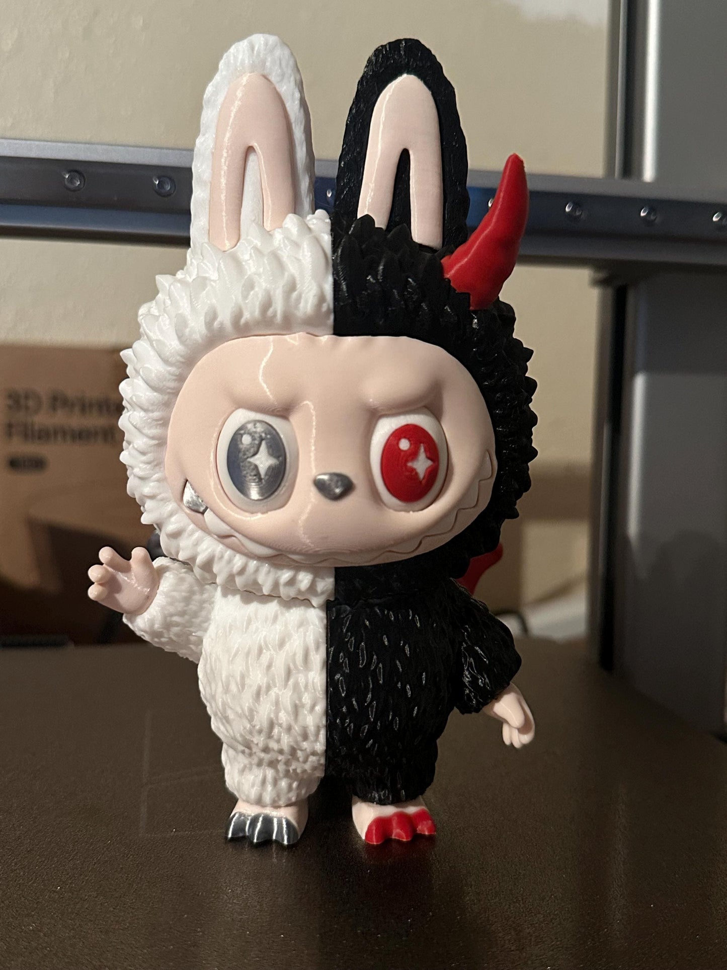 Half Angel/Devil monster inspired Labubu with moving eyes, 3d printed figure,Collectible
