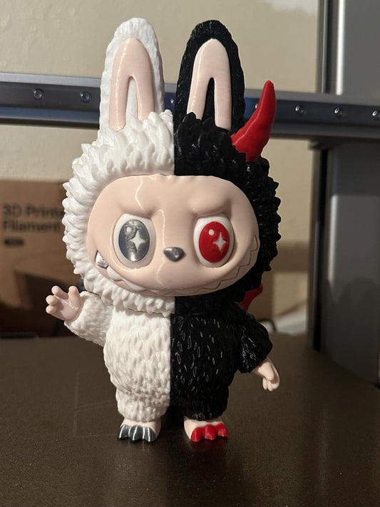 Half Angel/Devil monster inspired Labubu with moving eyes, 3d printed figure,Collectible